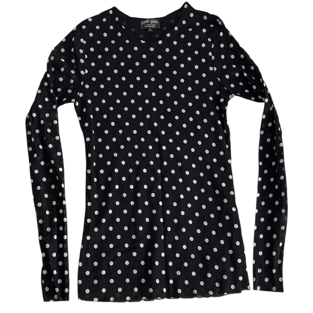 Petit Pois by Viviana G mesh Polka dot Top
